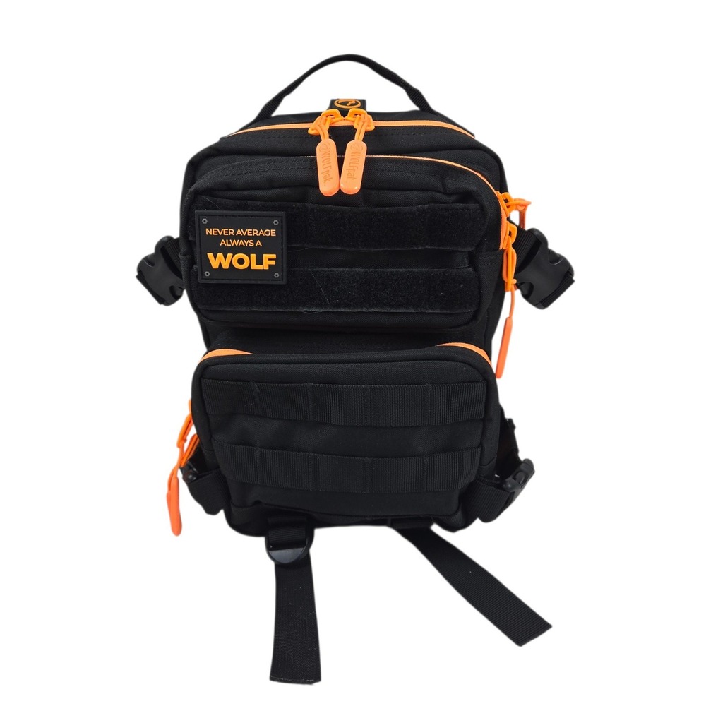 WOLFpak 9L Mini Backpack Tactical MOLLE Bag Black Neon Orange Small Daypack HTF